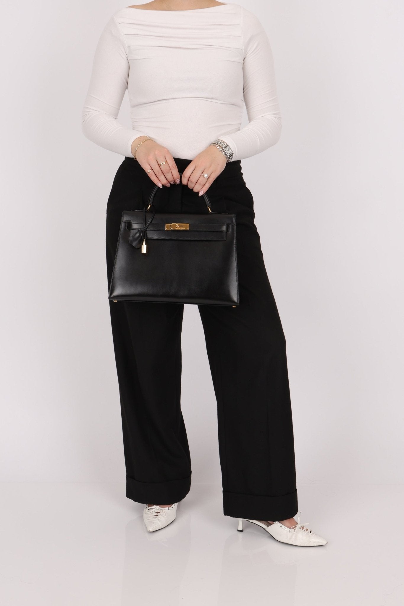 Hermès 1993 Black Box Sellier Kelly 32 GHW - FashioNica