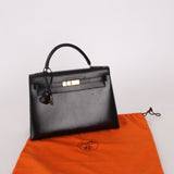Hermès 1993 Black Box Sellier Kelly 32 GHW - FashioNica