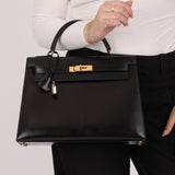 Hermès 1993 Black Box Sellier Kelly 32 GHW - FashioNica