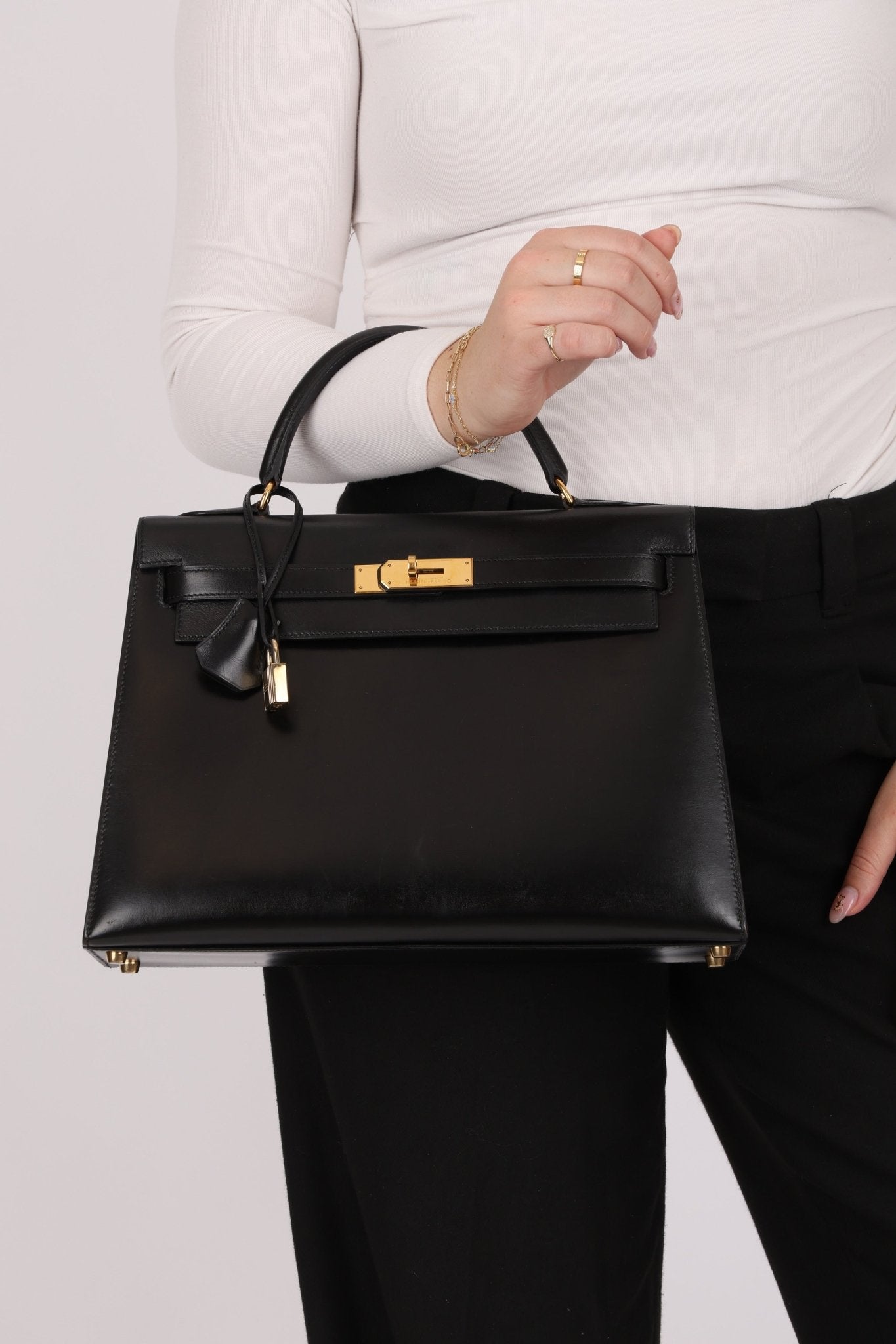 Hermès 1993 Black Box Sellier Kelly 32 GHW - FashioNica