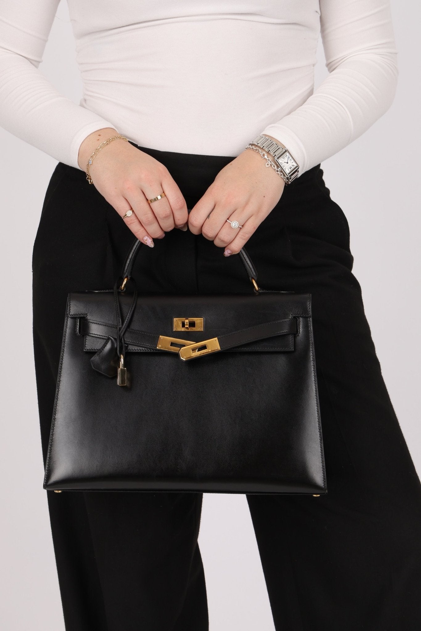 Hermès 1993 Black Box Sellier Kelly 32 GHW - FashioNica
