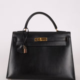 Hermès 1993 Black Box Sellier Kelly 32 GHW - FashioNica