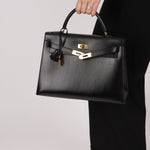 Hermès 1993 Black Box Sellier Kelly 32 GHW - FashioNica