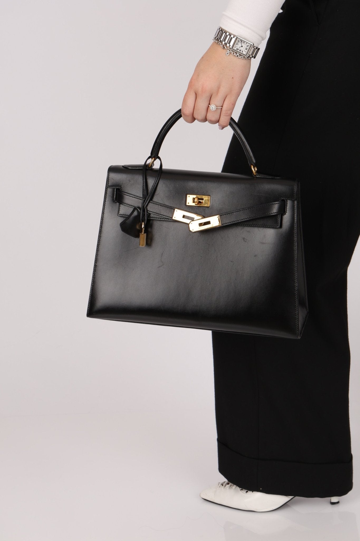 Hermès 1993 Black Box Sellier Kelly 32 GHW - FashioNica
