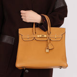 Hermès 1993 Gold Buffalo Birkin HAC 32 Retourne GHW - FashioNica