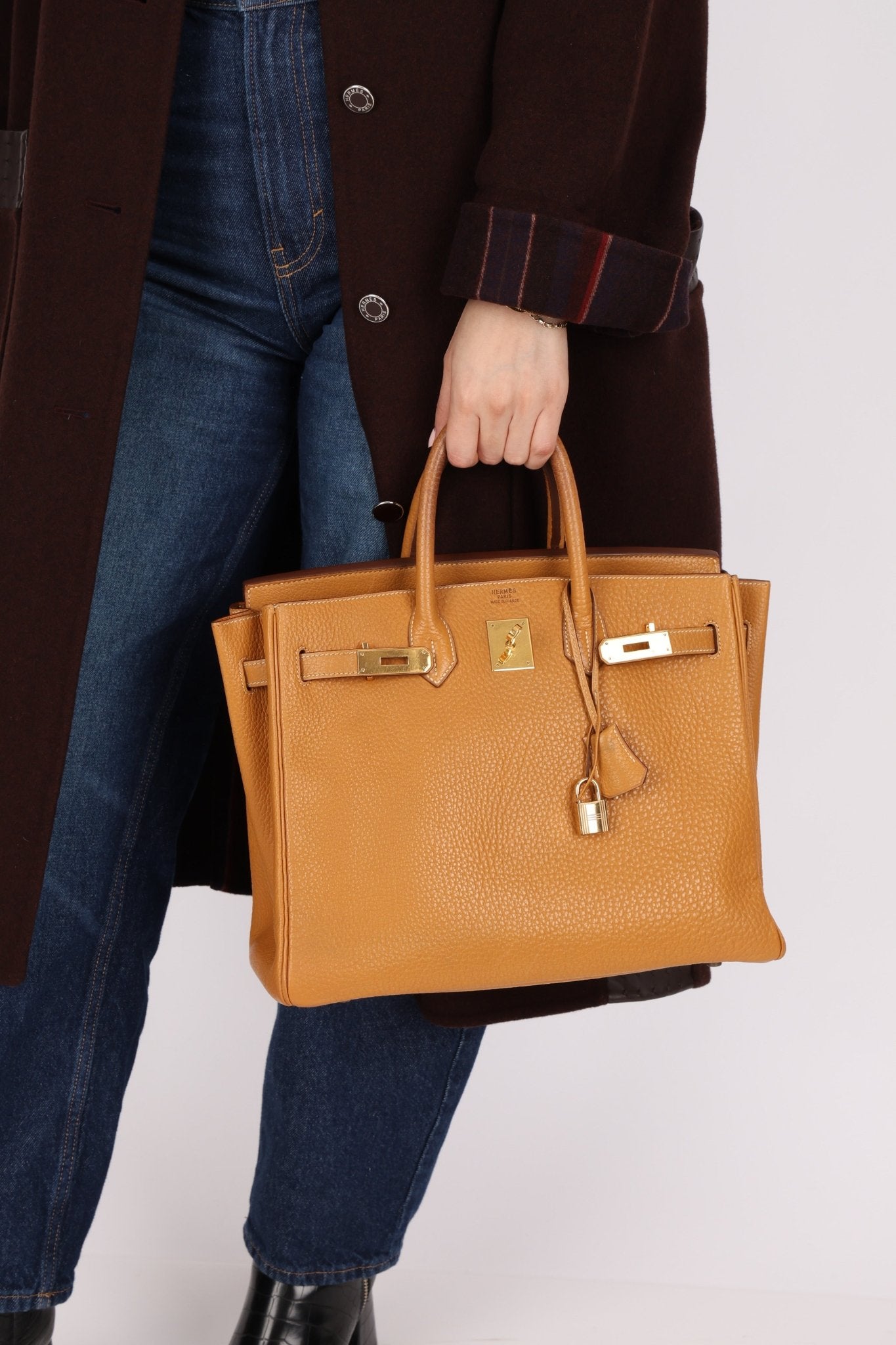 Hermès 1993 Gold Buffalo Birkin HAC 32 Retourne GHW - FashioNica