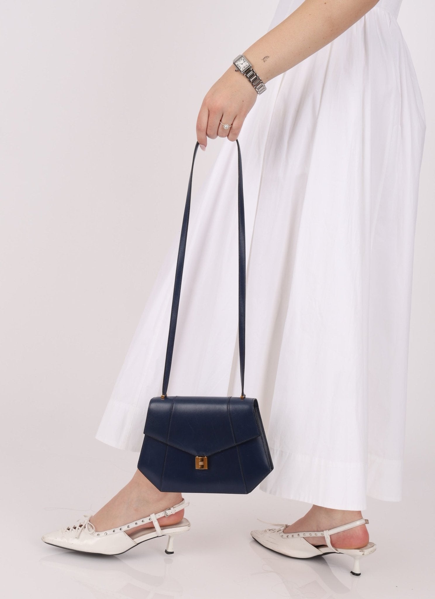 Hermès 1994 Navy Box Rhapsody Shoulder Bag - FashioNica