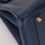 Hermès 1996 Bleu De Prusse Clemence Birkin 35 Retourne GHW - FashioNica