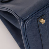 Hermès 1996 Bleu De Prusse Clemence Birkin 35 Retourne GHW - FashioNica