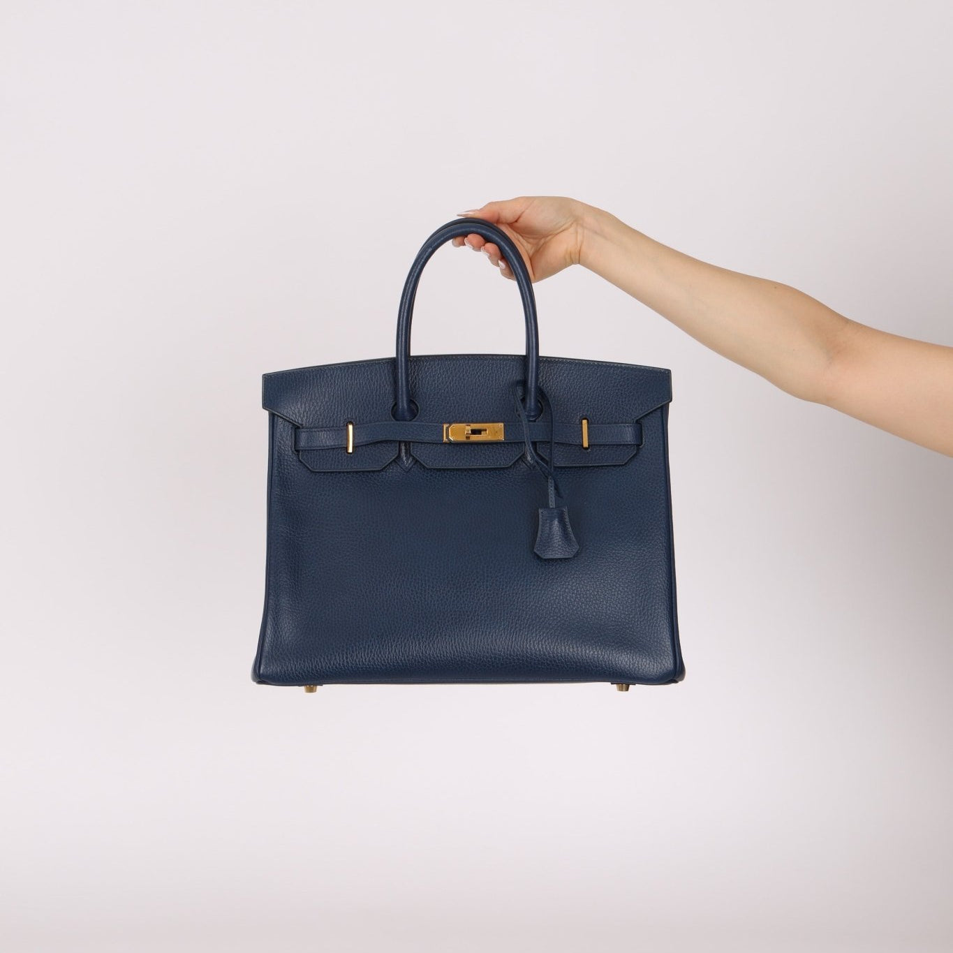 Hermès 1996 Bleu De Prusse Clemence Birkin 35 Retourne GHW - FashioNica