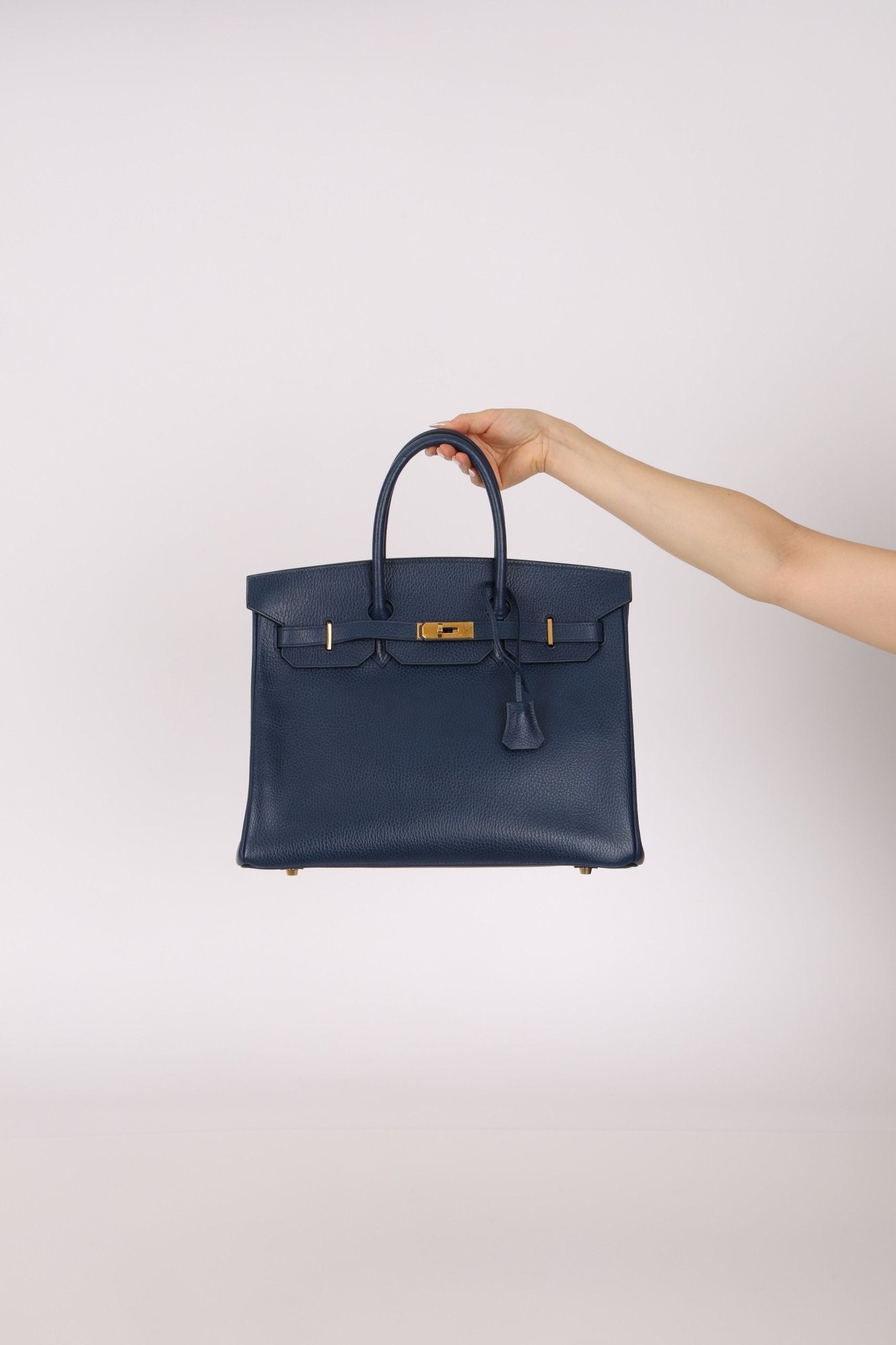 Hermès 1996 Bleu De Prusse Clemence Birkin 35 Retourne GHW - FashioNica
