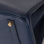 Hermès 1996 Bleu De Prusse Clemence Birkin 35 Retourne GHW - FashioNica