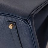 Hermès 1996 Bleu De Prusse Clemence Birkin 35 Retourne GHW - FashioNica
