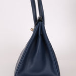 Hermès 1996 Bleu De Prusse Clemence Birkin 35 Retourne GHW - FashioNica