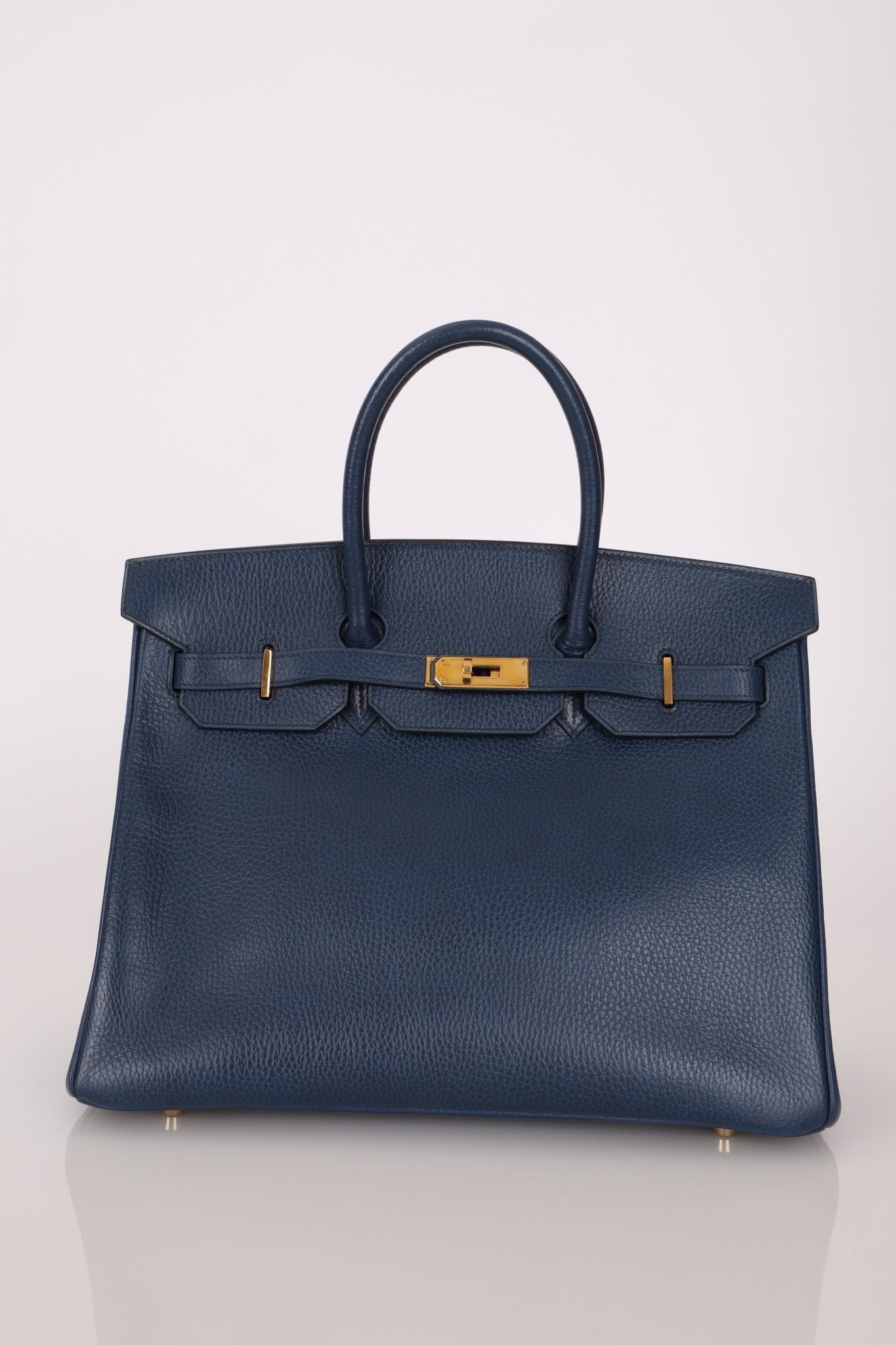 Hermès 1996 Bleu De Prusse Clemence Birkin 35 Retourne GHW - FashioNica