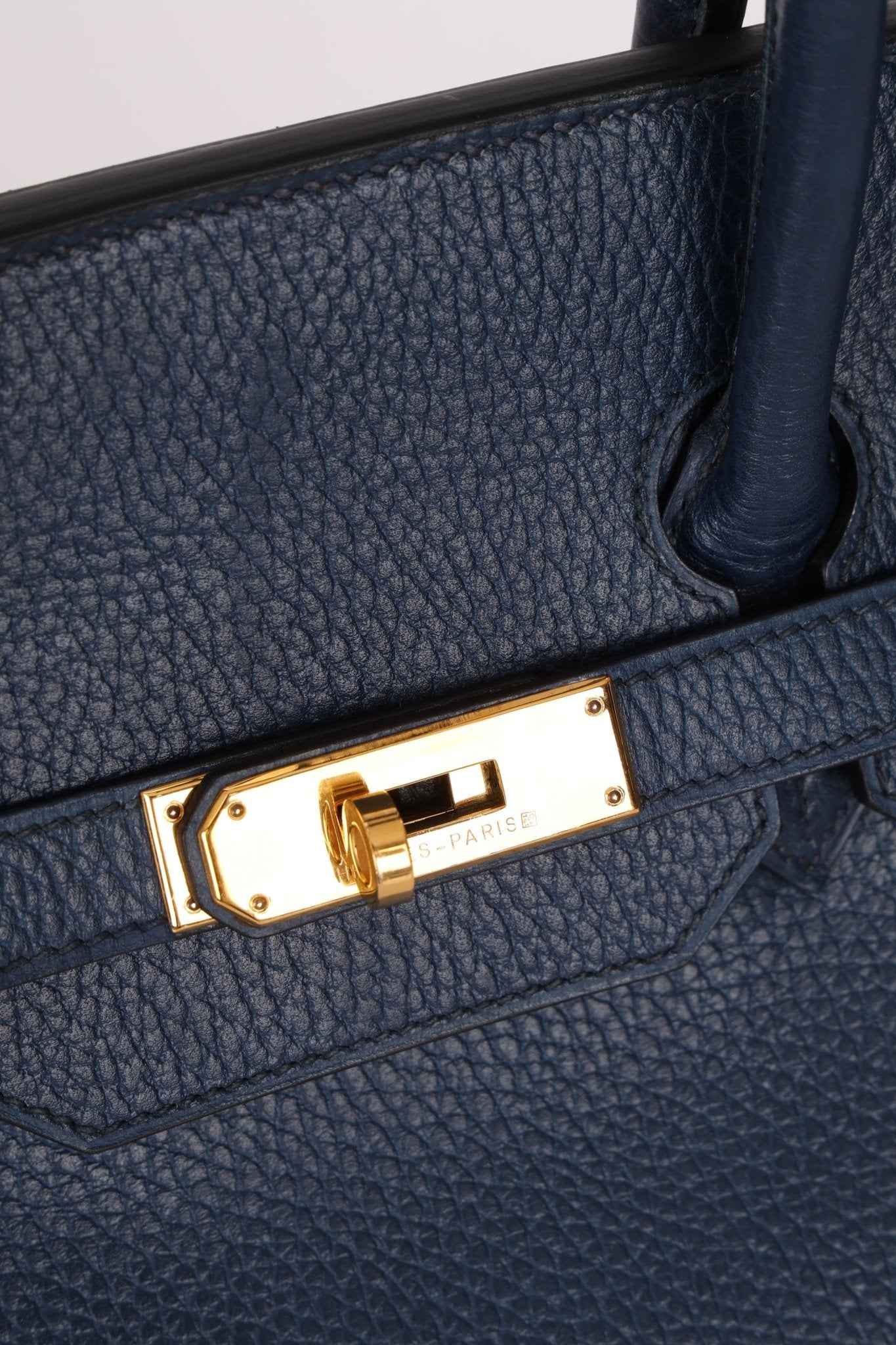 Hermès 1996 Bleu De Prusse Clemence Birkin 35 Retourne GHW - FashioNica