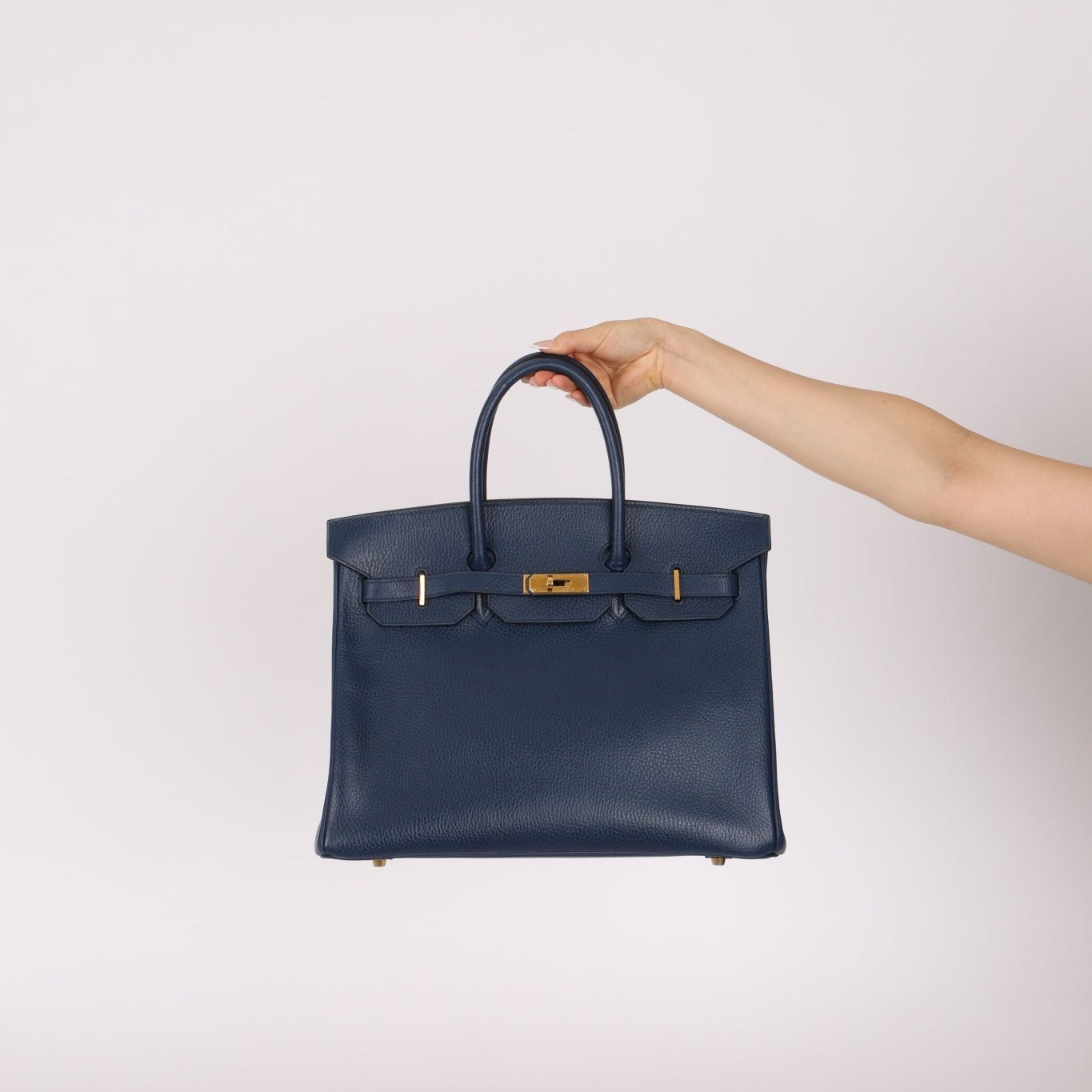 Hermès 1996 Bleu De Prusse Clemence Birkin 35 Retourne GHW - FashioNica