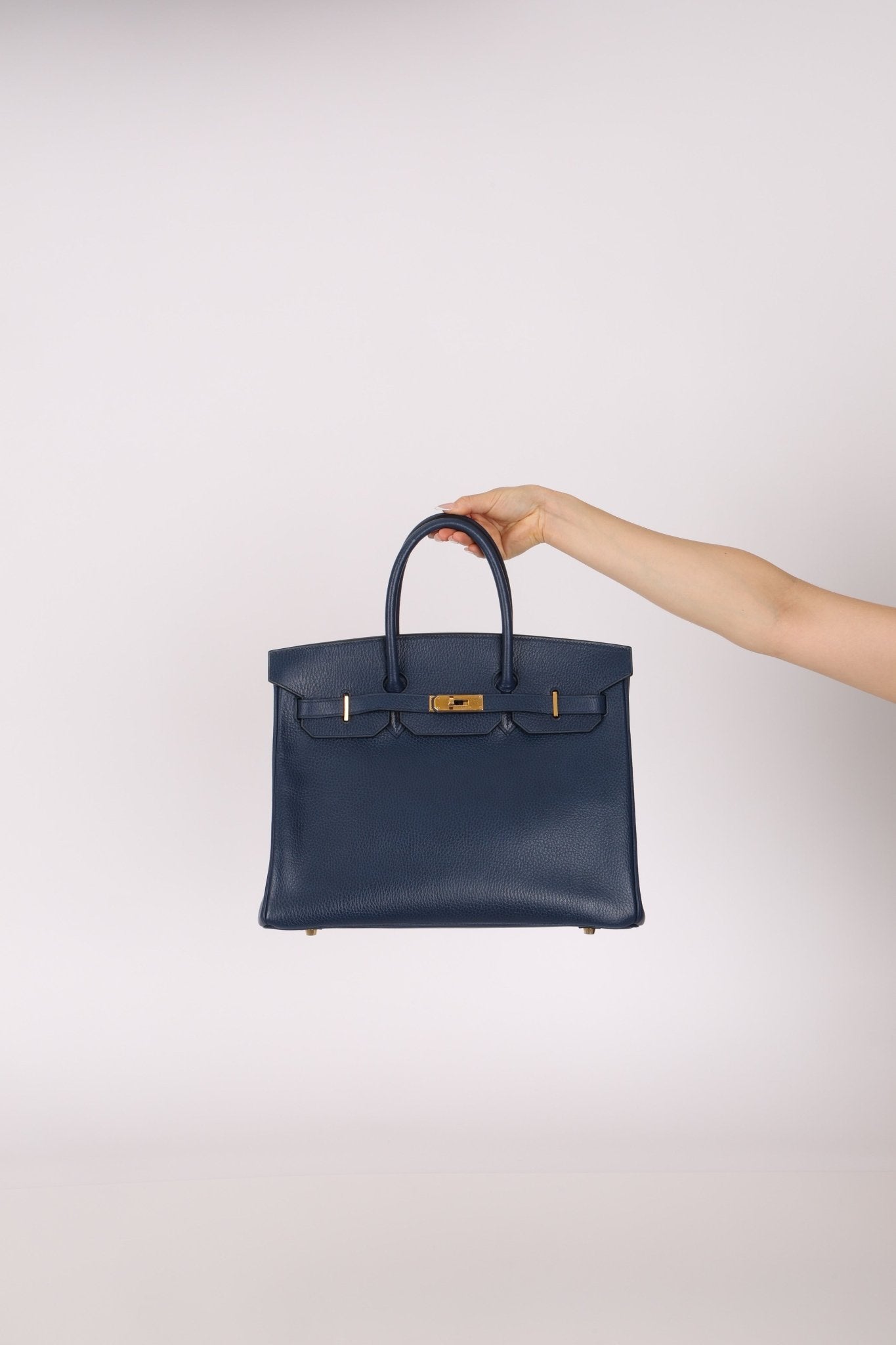 Hermès 1996 Bleu De Prusse Clemence Birkin 35 Retourne GHW - FashioNica