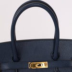 Hermès 1996 Bleu De Prusse Clemence Birkin 35 Retourne GHW - FashioNica
