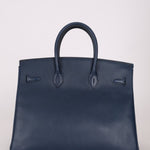 Hermès 1996 Bleu De Prusse Clemence Birkin 35 Retourne GHW - FashioNica