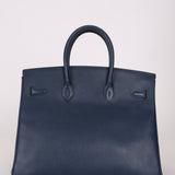 Hermès 1996 Bleu De Prusse Clemence Birkin 35 Retourne GHW - FashioNica