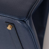 Hermès 1996 Bleu De Prusse Clemence Birkin 35 Retourne GHW - FashioNica