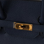 Hermès 1996 Bleu De Prusse Clemence Birkin 35 Retourne GHW - FashioNica