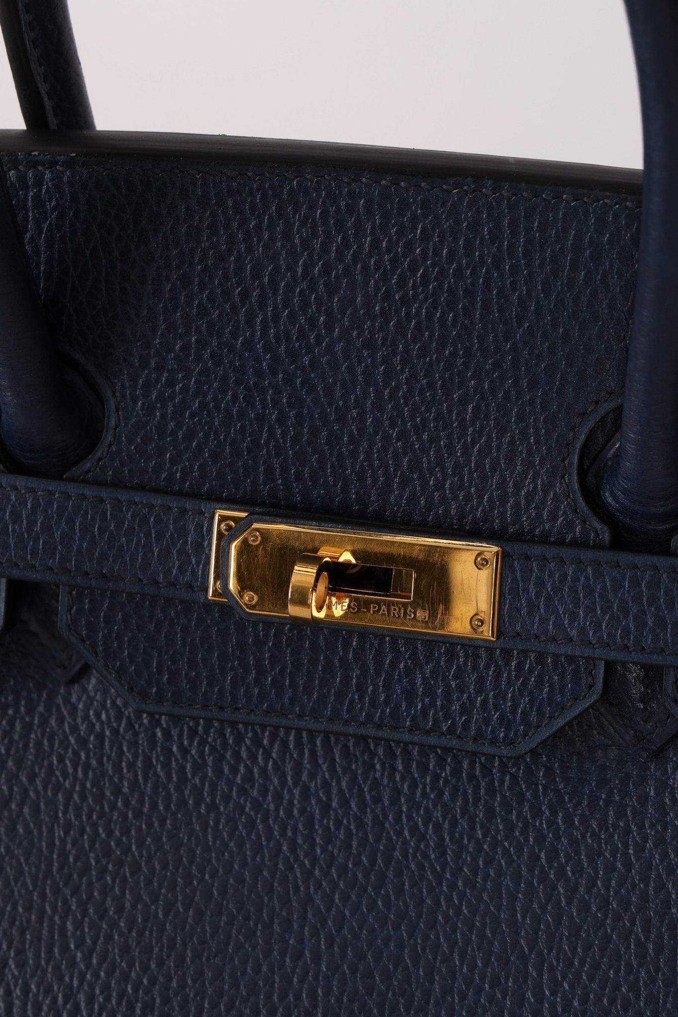 Hermès 1996 Bleu De Prusse Clemence Birkin 35 Retourne GHW - FashioNica