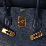 Hermès 1996 Bleu De Prusse Clemence Birkin 35 Retourne GHW - FashioNica