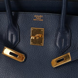 Hermès 1996 Bleu De Prusse Clemence Birkin 35 Retourne GHW - FashioNica