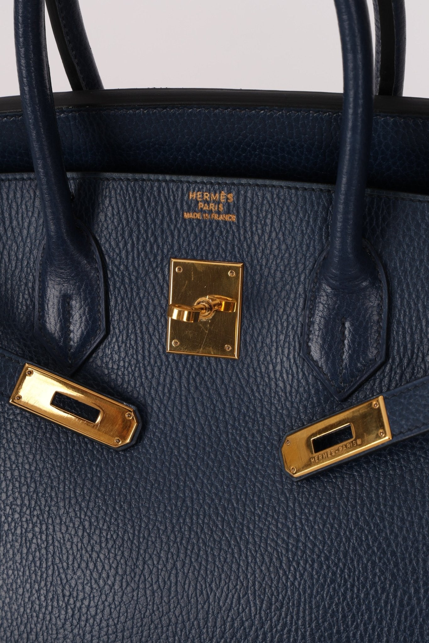Hermès 1996 Bleu De Prusse Clemence Birkin 35 Retourne GHW - FashioNica