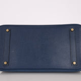 Hermès 1996 Bleu De Prusse Clemence Birkin 35 Retourne GHW - FashioNica