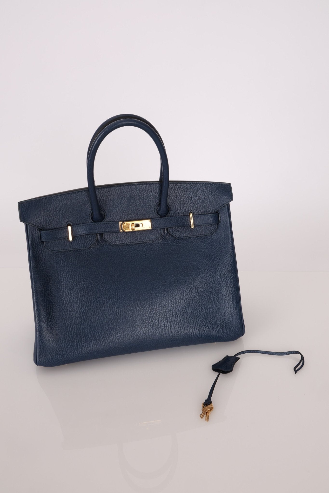 Hermès 1996 Bleu De Prusse Clemence Birkin 35 Retourne GHW - FashioNica