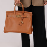 Hermès 1996 Gold Courchevel Retourne Birkin 35 GHW - FashioNica