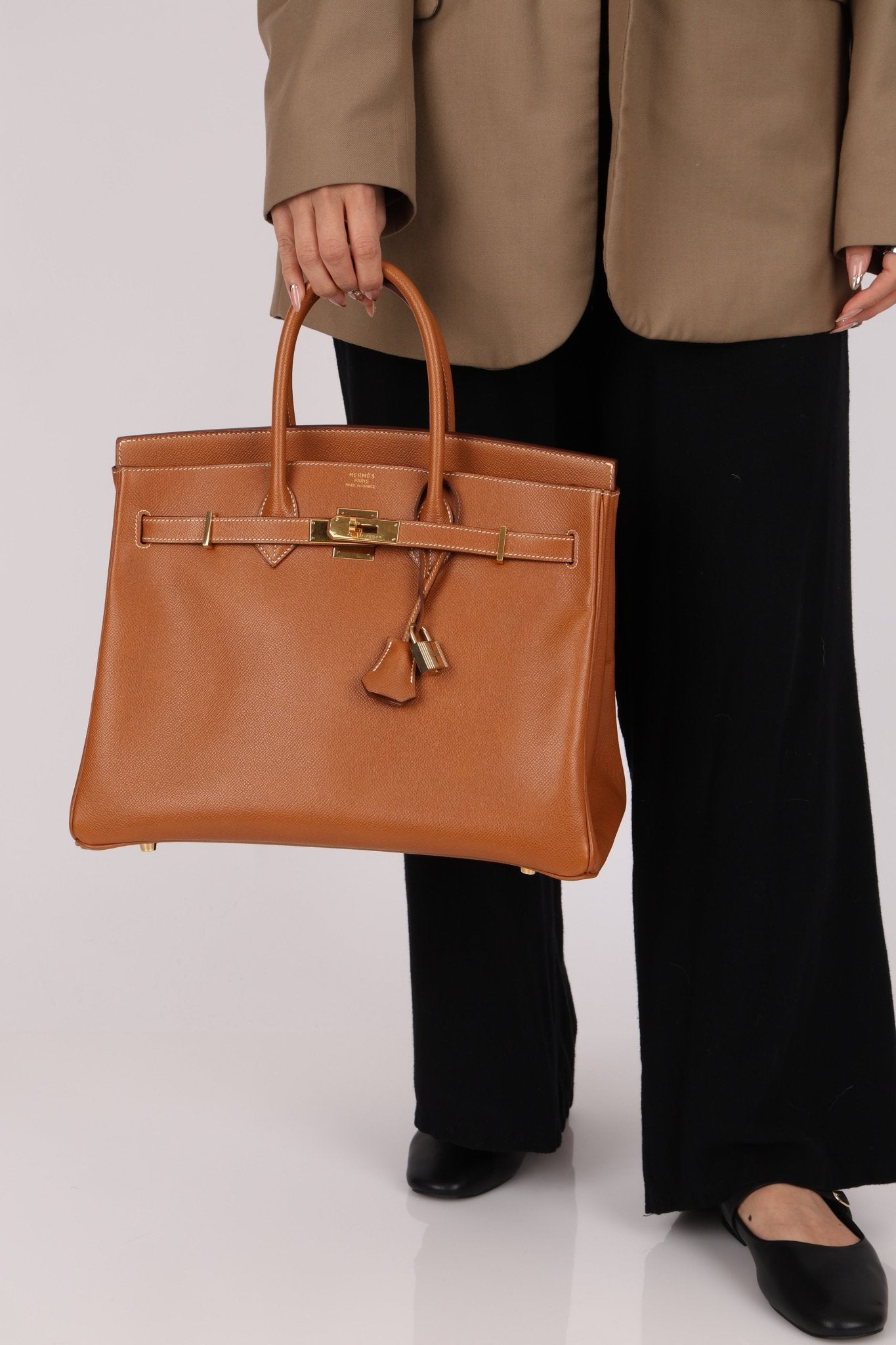 Hermès 1996 Gold Courchevel Retourne Birkin 35 GHW - FashioNica