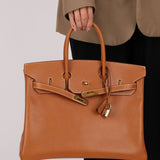 Hermès 1996 Gold Courchevel Retourne Birkin 35 GHW - FashioNica