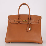 Hermès 1996 Gold Courchevel Retourne Birkin 35 GHW - FashioNica