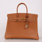 Hermès 1996 Gold Courchevel Retourne Birkin 35 GHW - FashioNica