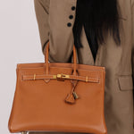 Hermès 1996 Gold Courchevel Retourne Birkin 35 GHW - FashioNica