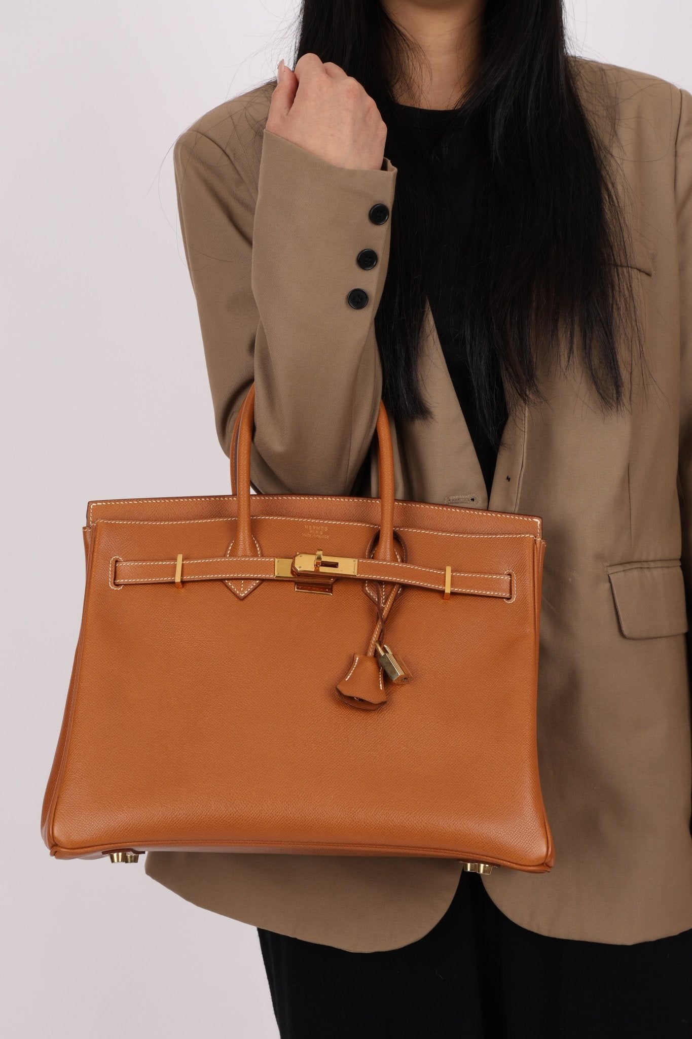 Hermès 1996 Gold Courchevel Retourne Birkin 35 GHW - FashioNica