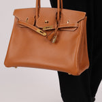 Hermès 1996 Gold Courchevel Retourne Birkin 35 GHW - FashioNica