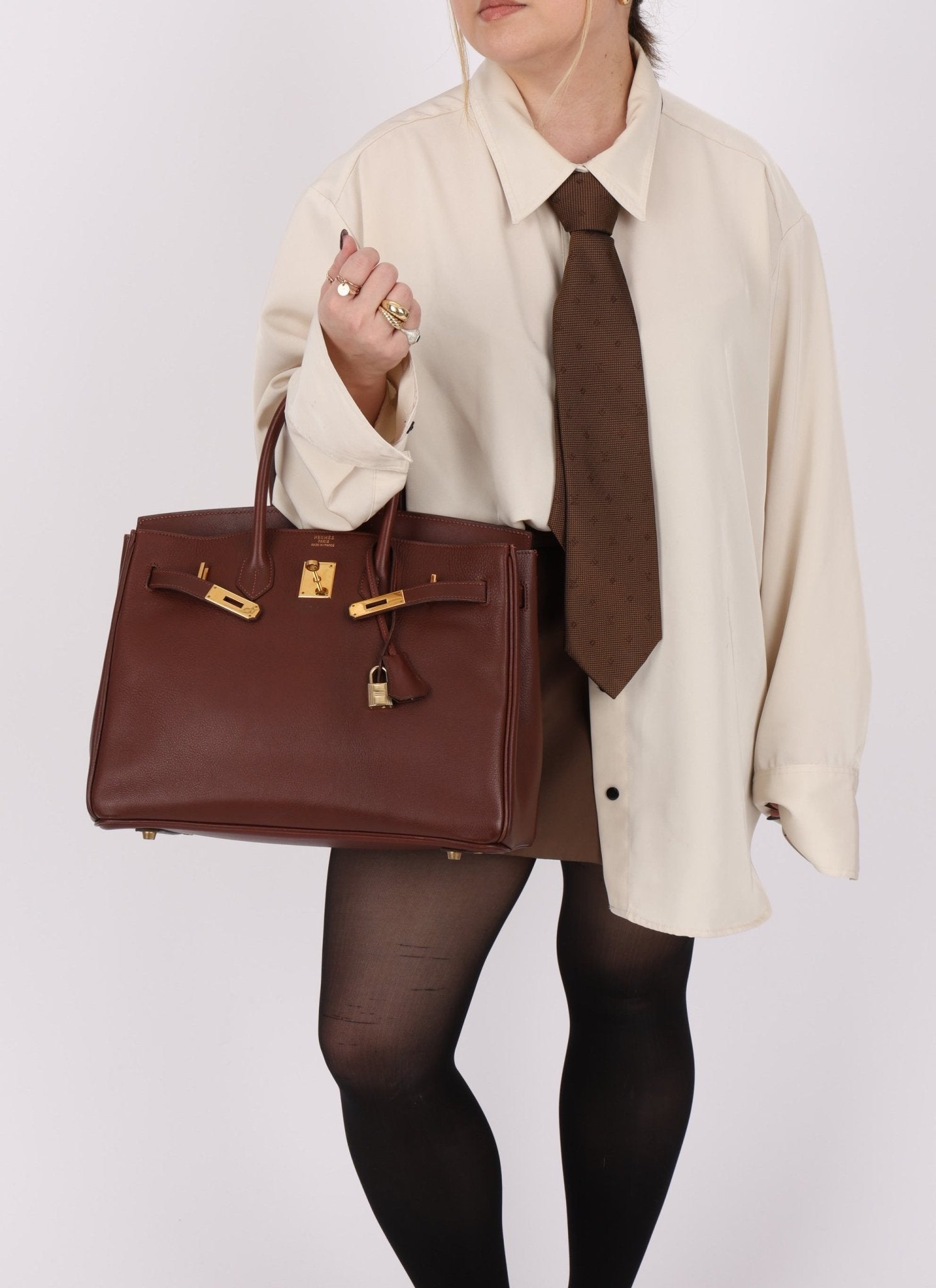 Hermès 1997 Chocolate Brown Evercalf Birkin 35 GHW - FashioNica