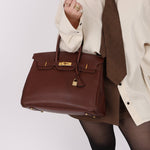Hermès 1997 Chocolate Brown Evercalf Birkin 35 GHW - FashioNica