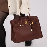 Hermès 1997 Chocolate Brown Evercalf Birkin 35 GHW - FashioNica