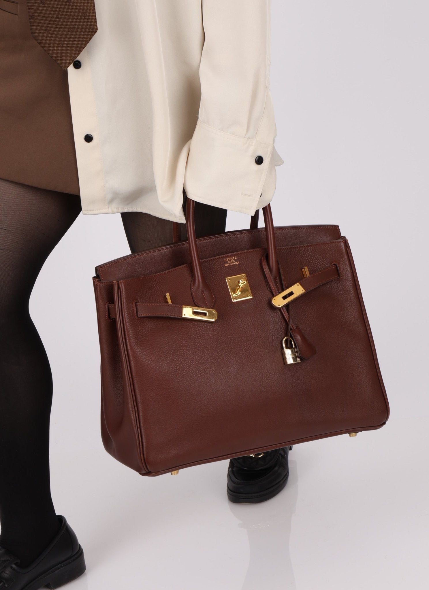 Hermès 1997 Chocolate Brown Evercalf Birkin 35 GHW - FashioNica