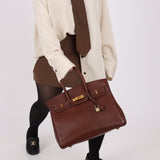 Hermès 1997 Chocolate Brown Evercalf Birkin 35 GHW - FashioNica