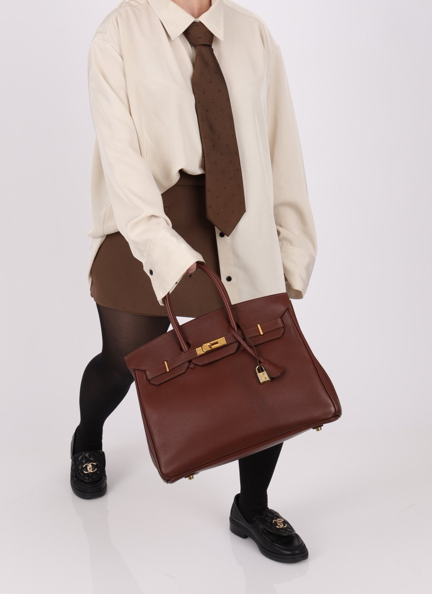 Hermès 1997 Chocolate Brown Evercalf Birkin 35 GHW - FashioNica
