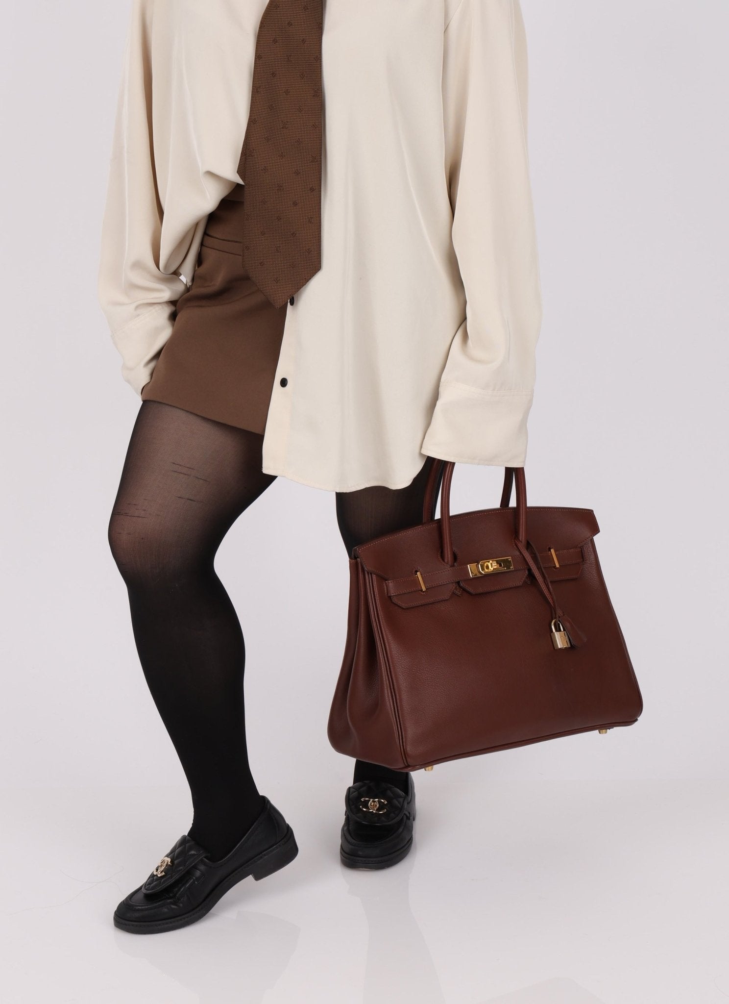 Hermès 1997 Chocolate Brown Evercalf Birkin 35 GHW - FashioNica