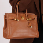 Hermès 1997 Gold Courchevel Retourne Birkin 35 GHW - FashioNica