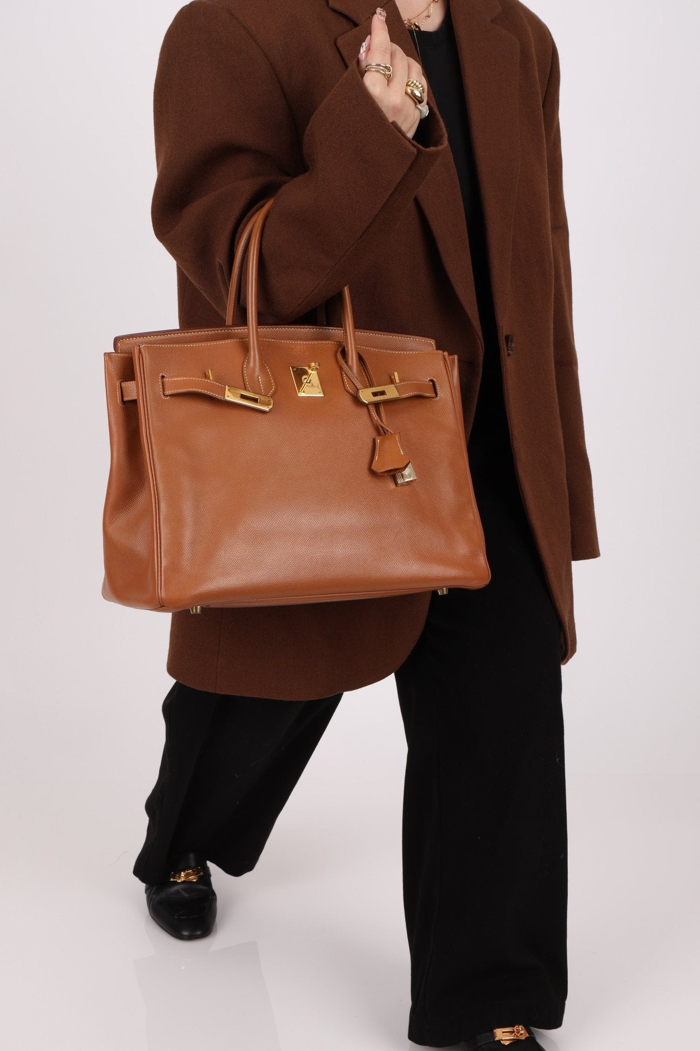 Hermès 1997 Gold Courchevel Retourne Birkin 35 GHW - FashioNica